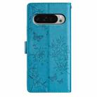 For Google Pixel 9 / 9 Pro Butterflies and Flowers Leather Phone Case(Blue) - 3