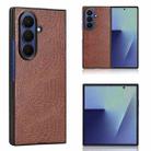 For Samsung Galaxy Z Fold7 5G Crocodile Texture Back Cover Phone Case(Brown) - 1