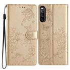 For Sony Xperia 10 V Butterfly Love Flower Embossed Leather Phone Case(Gold) - 1