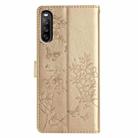 For Sony Xperia 10 V Butterfly Love Flower Embossed Leather Phone Case(Gold) - 3