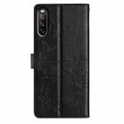 For Sony Xperia 10 V Butterfly Love Flower Embossed Leather Phone Case(Black) - 3