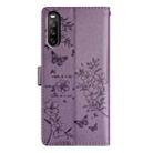 For Sony Xperia 10 V Butterfly Love Flower Embossed Leather Phone Case(Purple) - 3