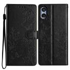 For Sony Xperia 5 V Butterfly Love Flower Embossed Leather Phone Case(Black) - 1