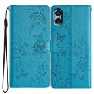 For Sony Xperia 5 V Butterfly Love Flower Embossed Leather Phone Case(Blue) - 1