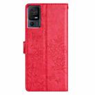 For TCL 40 SE Butterfly Love Flower Embossed Leather Phone Case(Red) - 3