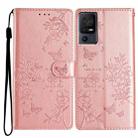 For TCL 40 SE Butterfly Love Flower Embossed Leather Phone Case(Rose Gold) - 1