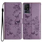 For TCL 40 SE Butterfly Love Flower Embossed Leather Phone Case(Purple) - 1