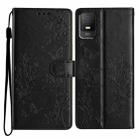 For TCL 403 Butterfly Love Flower Embossed Leather Phone Case(Black) - 1
