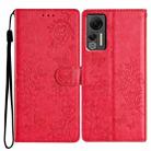 For Ulefone Note 14 Butterfly Love Flower Embossed Leather Phone Case(Red) - 1