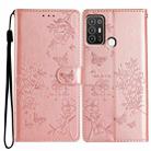 For ZTE Blade A52 Butterfly Love Flower Embossed Leather Phone Case(Rose Gold) - 1