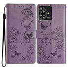 For ZTE Blade A73 4G Butterfly Love Flower Embossed Leather Phone Case(Purple) - 1