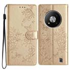 For ZTE Blade A73 5G Butterfly Love Flower Embossed Leather Phone Case(Gold) - 1