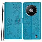 For ZTE Blade A73 5G Butterfly Love Flower Embossed Leather Phone Case(Blue) - 1