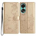 For OPPO A38 4G / A18 Butterfly Love Flower Embossed Leather Phone Case(Gold) - 1