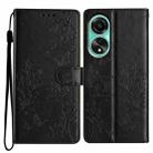 For OPPO A38 4G / A18 Butterfly Love Flower Embossed Leather Phone Case(Black) - 1