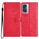 For OPPO A57 4G / 5G / A77 5G Butterfly Love Flower Embossed Leather Phone Case(Red) - 1