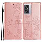 For OPPO A57 4G / 5G / A77 5G Butterfly Love Flower Embossed Leather Phone Case(Rose Gold) - 1