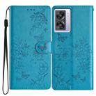 For OPPO A57 4G / 5G / A77 5G Butterfly Love Flower Embossed Leather Phone Case(Blue) - 1