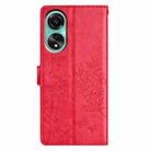 For OPPO A58 4G Global Butterfly Love Flower Embossed Leather Phone Case(Red) - 3