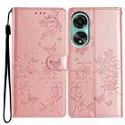 For OPPO A58 4G Global Butterfly Love Flower Embossed Leather Phone Case(Rose Gold) - 1