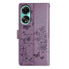 For OPPO A58 4G Global Butterfly Love Flower Embossed Leather Phone Case(Purple) - 3