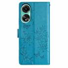 For OPPO A58 4G Global Butterfly Love Flower Embossed Leather Phone Case(Blue) - 3