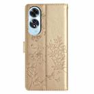 For OPPO A60 Butterfly Love Flower Embossed Leather Phone Case(Gold) - 3