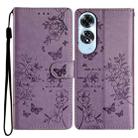 For OPPO A60 Butterfly Love Flower Embossed Leather Phone Case(Purple) - 1