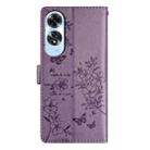 For OPPO A60 Butterfly Love Flower Embossed Leather Phone Case(Purple) - 3