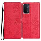 For OPPO A74 5G / A54 5G Butterfly Love Flower Embossed Leather Phone Case(Red) - 1