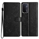 For OPPO A93 5G Butterfly Love Flower Embossed Leather Phone Case(Black) - 1