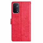 For OPPO A93 5G Butterfly Love Flower Embossed Leather Phone Case(Red) - 3