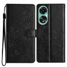 For OPPO A78 4G Butterfly Love Flower Embossed Leather Phone Case(Black) - 1