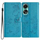 For OPPO A78 4G Butterfly Love Flower Embossed Leather Phone Case(Blue) - 1