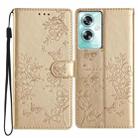 For OPPO A79 / A2 5G Butterfly Love Flower Embossed Leather Phone Case(Gold) - 1