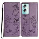 For OPPO A79 / A2 5G Butterfly Love Flower Embossed Leather Phone Case(Purple) - 1