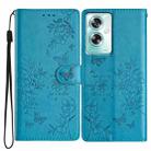 For OPPO A79 / A2 5G Butterfly Love Flower Embossed Leather Phone Case(Blue) - 1