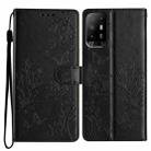 For OPPO A94 5G Butterfly Love Flower Embossed Leather Phone Case(Black) - 1