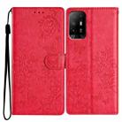 For OPPO A94 5G Butterfly Love Flower Embossed Leather Phone Case(Red) - 1