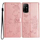 For OPPO A94 5G Butterfly Love Flower Embossed Leather Phone Case(Rose Gold) - 1