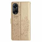 For OPPO A98 Butterfly Love Flower Embossed Leather Phone Case(Gold) - 3