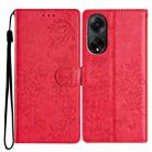 For OPPO A98 Butterfly Love Flower Embossed Leather Phone Case(Red) - 1