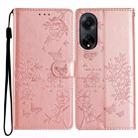 For OPPO A98 Butterfly Love Flower Embossed Leather Phone Case(Rose Gold) - 1