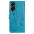 For OPPO A98 Butterfly Love Flower Embossed Leather Phone Case(Blue) - 3
