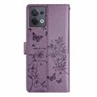 For OPPO Reno8 5G Global Butterfly Love Flower Embossed Leather Phone Case(Purple) - 3