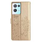 For OPPO Reno8 Pro 5G Global Butterfly Love Flower Embossed Leather Phone Case(Gold) - 3
