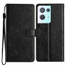 For OPPO Reno8 Pro 5G Global Butterflies and Flowers Leather Phone Case(Black) - 1