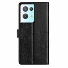 For OPPO Reno8 Pro 5G Global Butterflies and Flowers Leather Phone Case(Black) - 3