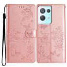 For OPPO Reno8 Pro 5G Global Butterfly Love Flower Embossed Leather Phone Case(Rose Gold) - 1