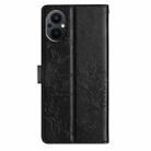 For OPPO Reno8 Lite 5G Butterfly Love Flower Embossed Leather Phone Case(Black) - 3